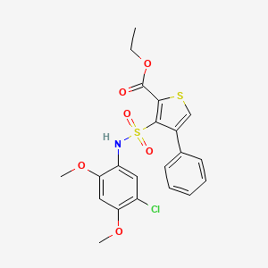 molecular formula C21H20ClNO6S2 B2919392 Ethyl 3-[(5-chloro-2,4-dimethoxyphenyl)sulfamoyl]-4-phenylthiophene-2-carboxylate CAS No. 941888-39-7