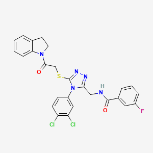 N-((4-(3,4-dichlorophenyl)-5-((2-(indolin-1-yl)-2-oxoethyl)thio)-4H-1,2,4-triazol-3-yl)methyl)-3-fluorobenzamide