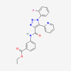 molecular formula C23H18FN5O3 B2919412 ethyl 3-[1-(2-fluorophenyl)-5-(pyridin-2-yl)-1H-1,2,3-triazole-4-amido]benzoate CAS No. 1396854-76-4