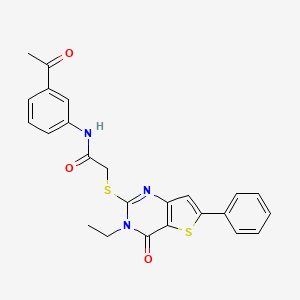 molecular formula C24H21N3O3S2 B2919419 N-(3-acetylphenyl)-2-({3-ethyl-4-oxo-6-phenyl-3H,4H-thieno[3,2-d]pyrimidin-2-yl}sulfanyl)acetamide CAS No. 1189725-86-7