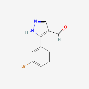 molecular formula C10H7BrN2O B2919501 3-(3-bromophenyl)-1H-pyrazole-4-carbaldehyde CAS No. 696646-49-8