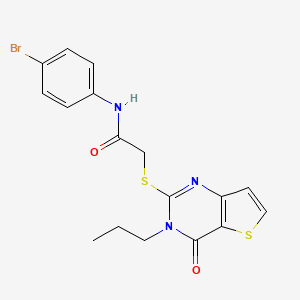 molecular formula C17H16BrN3O2S2 B2919528 N-(4-bromophenyl)-2-({4-oxo-3-propyl-3H,4H-thieno[3,2-d]pyrimidin-2-yl}sulfanyl)acetamide CAS No. 1252909-99-1