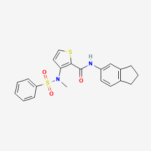 molecular formula C21H20N2O3S2 B2919538 N-(2,3-dihydro-1H-inden-5-yl)-3-(N-methylbenzenesulfonamido)thiophene-2-carboxamide CAS No. 1226454-92-7