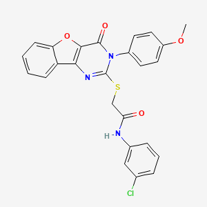 molecular formula C25H18ClN3O4S B2919585 N-(3-chlorophenyl)-2-((3-(4-methoxyphenyl)-4-oxo-3,4-dihydrobenzofuro[3,2-d]pyrimidin-2-yl)thio)acetamide CAS No. 866897-05-4