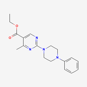 molecular formula C18H22N4O2 B2919596 Ethyl 4-methyl-2-(4-phenylpiperazin-1-yl)pyrimidine-5-carboxylate CAS No. 903446-60-6