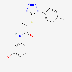 molecular formula C18H19N5O2S B2919612 N-(3-methoxyphenyl)-2-{[1-(4-methylphenyl)-1H-1,2,3,4-tetrazol-5-yl]sulfanyl}propanamide CAS No. 887347-31-1