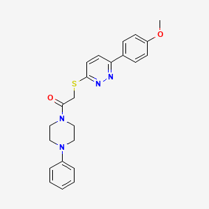 molecular formula C23H24N4O2S B2919615 2-[6-(4-Methoxyphenyl)pyridazin-3-yl]sulfanyl-1-(4-phenylpiperazin-1-yl)ethanone CAS No. 872688-96-5