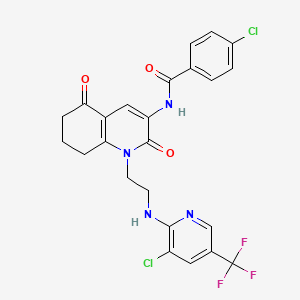 4-chloro-N-[1-(2-{[3-chloro-5-(trifluoromethyl)-2-pyridinyl]amino}ethyl)-2,5-dioxo-1,2,5,6,7,8-hexahydro-3-quinolinyl]benzenecarboxamide