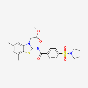 (Z)-methyl 2-(5,7-dimethyl-2-((4-(pyrrolidin-1-ylsulfonyl)benzoyl)imino)benzo[d]thiazol-3(2H)-yl)acetate