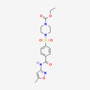 molecular formula C18H22N4O6S B2919635 ethyl 4-{4-[(5-methyl-1,2-oxazol-3-yl)carbamoyl]benzenesulfonyl}piperazine-1-carboxylate CAS No. 398998-70-4