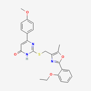 molecular formula C24H23N3O4S B2919647 2-({[2-(2-ethoxyphenyl)-5-methyl-1,3-oxazol-4-yl]methyl}sulfanyl)-6-(4-methoxyphenyl)pyrimidin-4-ol CAS No. 1040654-72-5