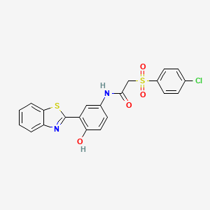 molecular formula C21H15ClN2O4S2 B2919651 N-[3-(1,3-benzothiazol-2-yl)-4-hydroxyphenyl]-2-(4-chlorobenzenesulfonyl)acetamide CAS No. 895458-03-4
