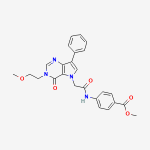 molecular formula C25H24N4O5 B2919666 methyl 4-({[3-(2-methoxyethyl)-4-oxo-7-phenyl-3,4-dihydro-5H-pyrrolo[3,2-d]pyrimidin-5-yl]acetyl}amino)benzoate CAS No. 1251611-49-0