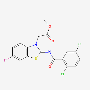 molecular formula C17H11Cl2FN2O3S B2919704 Methyl 2-[2-(2,5-dichlorobenzoyl)imino-6-fluoro-1,3-benzothiazol-3-yl]acetate CAS No. 1005724-35-5