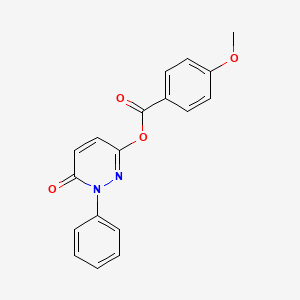 molecular formula C18H14N2O4 B2919771 6-Oxo-1-phenyl-1,6-dihydro-3-pyridazinyl 4-methoxybenzenecarboxylate CAS No. 353515-23-8