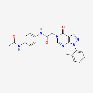 molecular formula C22H20N6O3 B2919786 N-(4-acetamidophenyl)-2-[1-(2-methylphenyl)-4-oxo-1H,4H,5H-pyrazolo[3,4-d]pyrimidin-5-yl]acetamide CAS No. 895011-07-1