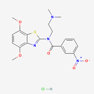 molecular formula C20H23ClN4O5S B2919805 N-(4,7-DIMETHOXY-1,3-BENZOTHIAZOL-2-YL)-N-[2-(DIMETHYLAMINO)ETHYL]-3-NITROBENZAMIDE HYDROCHLORIDE CAS No. 1215612-70-6