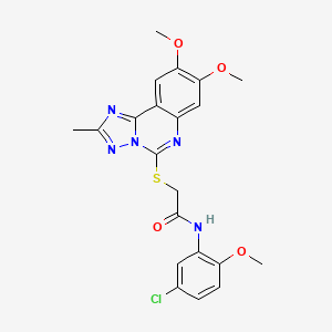 molecular formula C21H20ClN5O4S B2919806 N-(5-chloro-2-methoxyphenyl)-2-({8,9-dimethoxy-2-methyl-[1,2,4]triazolo[1,5-c]quinazolin-5-yl}sulfanyl)acetamide CAS No. 902433-00-5