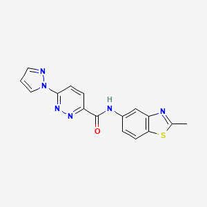 molecular formula C16H12N6OS B2919827 N-(2-methyl-1,3-benzothiazol-5-yl)-6-(1H-pyrazol-1-yl)pyridazine-3-carboxamide CAS No. 1351595-18-0