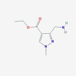 molecular formula C8H13N3O2 B2919838 ethyl 3-(aminomethyl)-1-methyl-1H-pyrazole-4-carboxylate CAS No. 1946813-91-7
