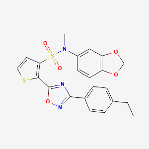 molecular formula C22H19N3O5S2 B2919881 N-(2H-1,3-BENZODIOXOL-5-YL)-2-[3-(4-ETHYLPHENYL)-1,2,4-OXADIAZOL-5-YL]-N-METHYLTHIOPHENE-3-SULFONAMIDE CAS No. 1207004-26-9