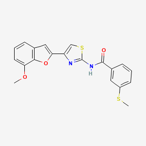 molecular formula C20H16N2O3S2 B2919888 N-(4-(7-methoxybenzofuran-2-yl)thiazol-2-yl)-3-(methylthio)benzamide CAS No. 921870-29-3