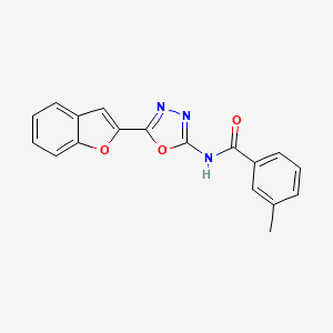 molecular formula C18H13N3O3 B2919895 N-[5-(1-benzofuran-2-yl)-1,3,4-oxadiazol-2-yl]-3-methylbenzamide CAS No. 922043-73-0