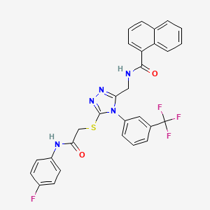 molecular formula C29H21F4N5O2S B2919938 N-{[5-({[(4-fluorophenyl)carbamoyl]methyl}sulfanyl)-4-[3-(trifluoromethyl)phenyl]-4H-1,2,4-triazol-3-yl]methyl}naphthalene-1-carboxamide CAS No. 393874-35-6