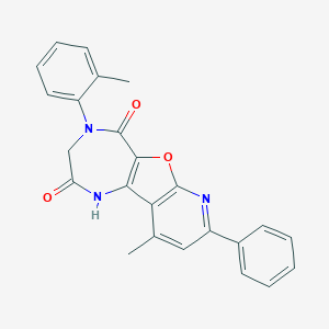 molecular formula C24H19N3O3 B291994 3-methyl-11-(2-methylphenyl)-5-phenyl-8-oxa-6,11,14-triazatricyclo[7.5.0.02,7]tetradeca-1(9),2(7),3,5-tetraene-10,13-dione 