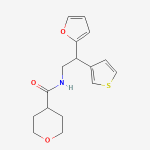 N-[2-(furan-2-yl)-2-(thiophen-3-yl)ethyl]oxane-4-carboxamide