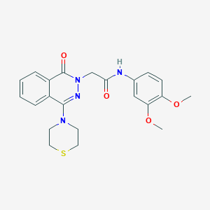 molecular formula C22H24N4O4S B2919951 N-(3,4-dimethoxyphenyl)-2-[1-oxo-4-(thiomorpholin-4-yl)-1,2-dihydrophthalazin-2-yl]acetamide CAS No. 1251676-28-4