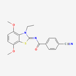 4-cyano-N-(3-ethyl-4,7-dimethoxy-1,3-benzothiazol-2-ylidene)benzamide