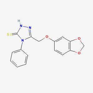 molecular formula C16H13N3O3S B2919960 5-[(1,3-benzodioxol-5-yloxy)methyl]-4-phenyl-4H-1,2,4-triazole-3-thiol CAS No. 609792-84-9