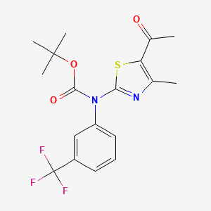 molecular formula C18H19F3N2O3S B2919977 tert-butyl N-(5-acetyl-4-methyl-1,3-thiazol-2-yl)-N-[3-(trifluoromethyl)phenyl]carbamate CAS No. 1208410-26-7