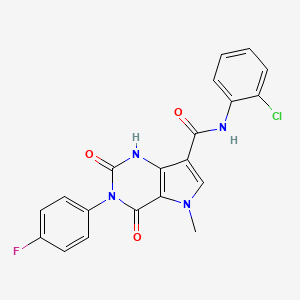 molecular formula C20H14ClFN4O3 B2919997 N-(2-chlorophenyl)-3-(4-fluorophenyl)-5-methyl-2,4-dioxo-2,3,4,5-tetrahydro-1H-pyrrolo[3,2-d]pyrimidine-7-carboxamide CAS No. 923114-29-8