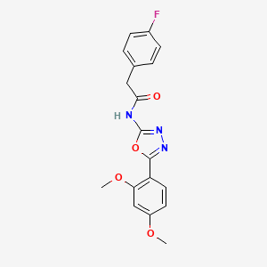 molecular formula C18H16FN3O4 B2920000 N-[5-(2,4-dimethoxyphenyl)-1,3,4-oxadiazol-2-yl]-2-(4-fluorophenyl)acetamide CAS No. 941896-26-0