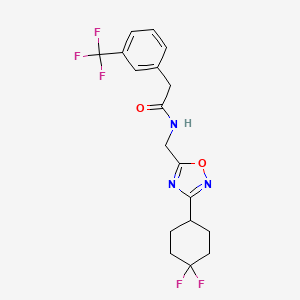 molecular formula C18H18F5N3O2 B2920015 N-((3-(4,4-difluorocyclohexyl)-1,2,4-oxadiazol-5-yl)methyl)-2-(3-(trifluoromethyl)phenyl)acetamide CAS No. 2034464-20-3
