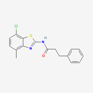 molecular formula C17H15ClN2OS B2920046 N-(7-chloro-4-methyl-1,3-benzothiazol-2-yl)-3-phenylpropanamide CAS No. 897618-11-0