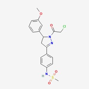 molecular formula C19H20ClN3O4S B2920062 N-{4-[1-(2-chloroacetyl)-5-(3-methoxyphenyl)-4,5-dihydro-1H-pyrazol-3-yl]phenyl}methanesulfonamide CAS No. 1394671-99-8
