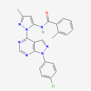 molecular formula C23H18ClN7O B2920069 N-(1-(1-(4-chlorophenyl)-1H-pyrazolo[3,4-d]pyrimidin-4-yl)-3-methyl-1H-pyrazol-5-yl)-2-methylbenzamide CAS No. 1007009-32-6
