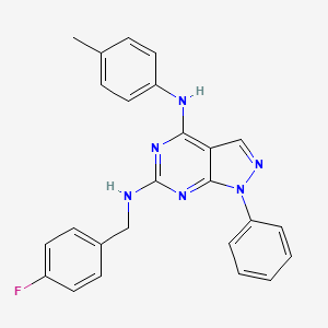 molecular formula C25H21FN6 B2920070 N~6~-(4-fluorobenzyl)-N~4~-(4-methylphenyl)-1-phenyl-1H-pyrazolo[3,4-d]pyrimidine-4,6-diamine CAS No. 946321-11-5