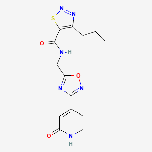 molecular formula C14H14N6O3S B2920135 N-((3-(2-oxo-1,2-dihydropyridin-4-yl)-1,2,4-oxadiazol-5-yl)methyl)-4-propyl-1,2,3-thiadiazole-5-carboxamide CAS No. 1903518-40-0