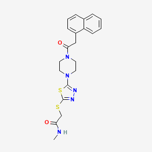 molecular formula C21H23N5O2S2 B2920182 N-methyl-2-((5-(4-(2-(naphthalen-1-yl)acetyl)piperazin-1-yl)-1,3,4-thiadiazol-2-yl)thio)acetamide CAS No. 1105199-89-0