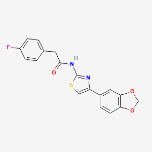 molecular formula C18H13FN2O3S B2920220 N-(4-(benzo[d][1,3]dioxol-5-yl)thiazol-2-yl)-2-(4-fluorophenyl)acetamide CAS No. 900000-64-8