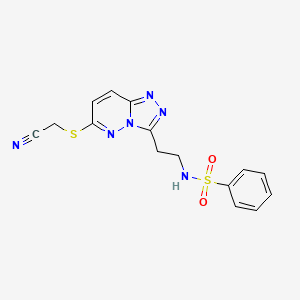 molecular formula C15H14N6O2S2 B2920253 N-(2-{6-[(CYANOMETHYL)SULFANYL]-[1,2,4]TRIAZOLO[4,3-B]PYRIDAZIN-3-YL}ETHYL)BENZENESULFONAMIDE CAS No. 872997-56-3