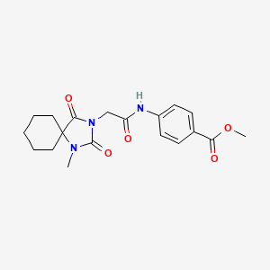 molecular formula C19H23N3O5 B2920271 Methyl 4-(2-(1-methyl-2,4-dioxo-1,3-diazaspiro[4.5]decan-3-yl)acetamido)benzoate CAS No. 941913-02-6