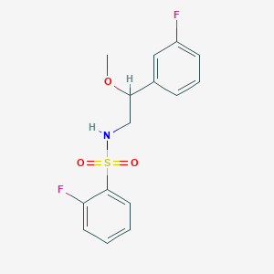molecular formula C15H15F2NO3S B2920282 2-fluoro-N-(2-(3-fluorophenyl)-2-methoxyethyl)benzenesulfonamide CAS No. 1797640-80-2