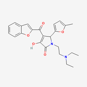 molecular formula C24H26N2O5 B2920295 4-(1-benzofuran-2-ylcarbonyl)-1-[2-(diethylamino)ethyl]-3-hydroxy-5-(5-methyl-2-furyl)-1,5-dihydro-2H-pyrrol-2-one CAS No. 618366-66-8