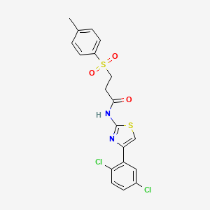 molecular formula C19H16Cl2N2O3S2 B2920304 N-(4-(2,5-dichlorophenyl)thiazol-2-yl)-3-tosylpropanamide CAS No. 895443-63-7