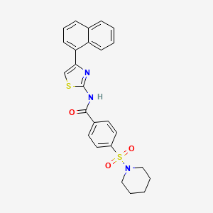 molecular formula C25H23N3O3S2 B2920325 N-[(2Z)-4-(naphthalen-1-yl)-2,3-dihydro-1,3-thiazol-2-ylidene]-4-(piperidine-1-sulfonyl)benzamide CAS No. 313549-98-3